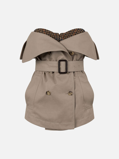 Dame Trench Bodice in Shaved Cotton and Shepherdess Plaid Cashmere