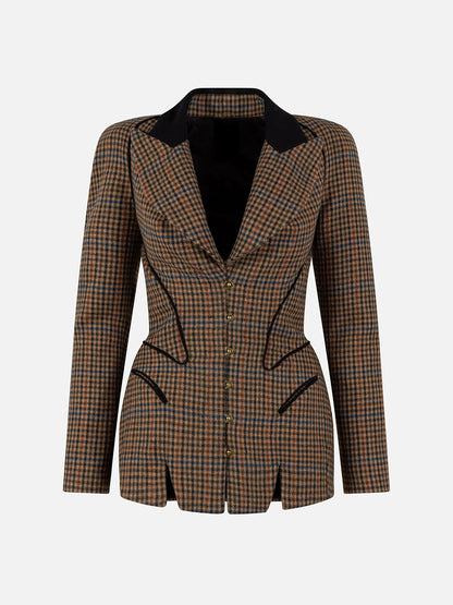 Darnley Suitcoat in Shepherdess Plaid Cashmere and Velveteen