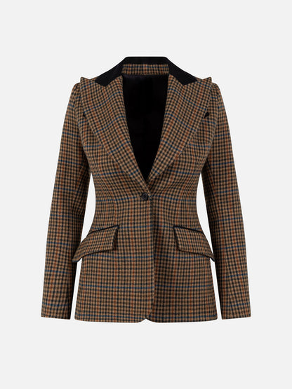 Hackney Jacket in Shepherdess Plaid and Velveteen