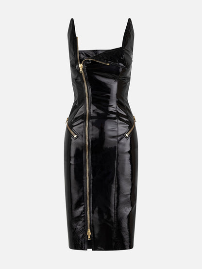 Mercy Motorcycle Dress in Patent Leather Lambskin