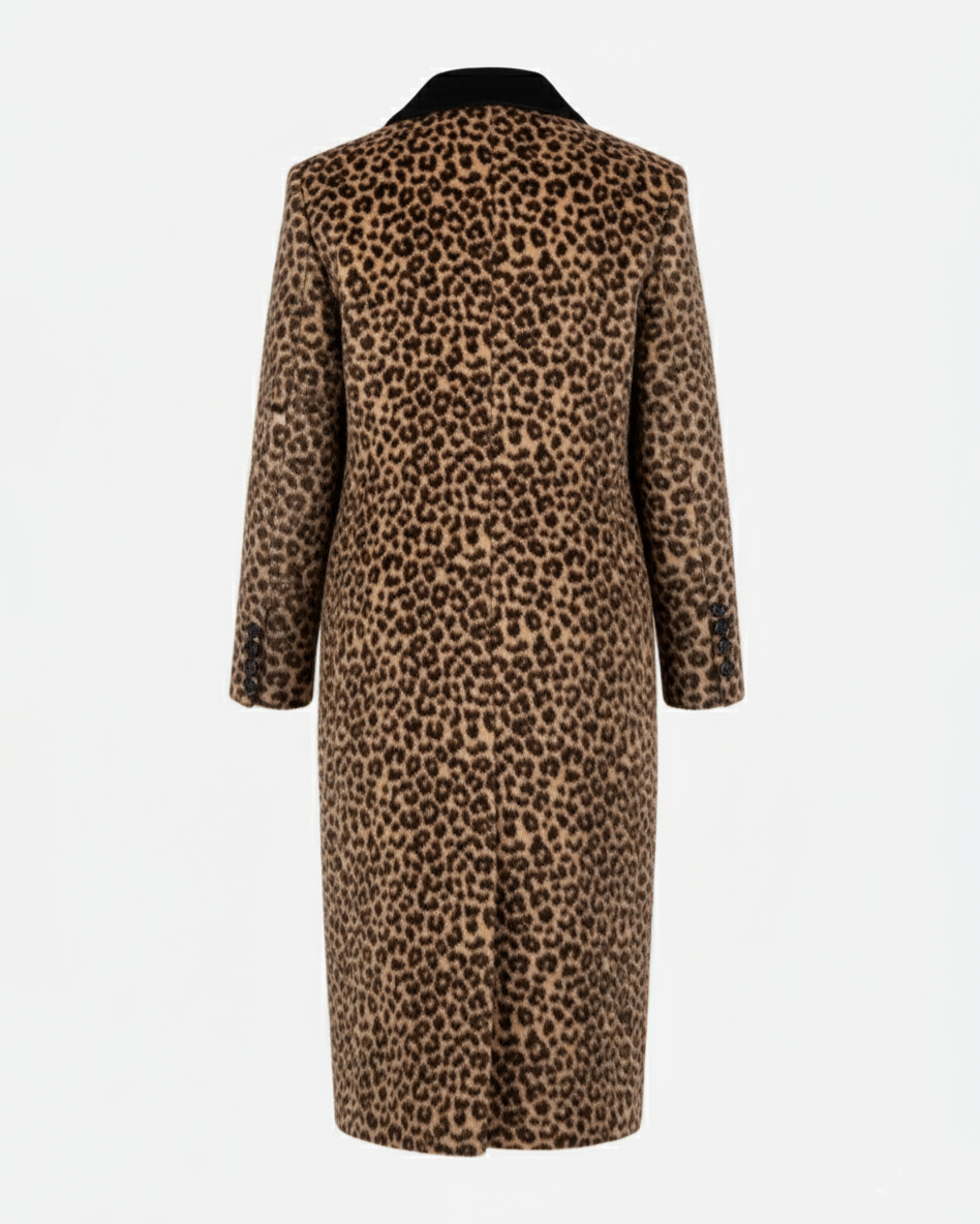 Shoreditch Topcoat in Leopard Alpaca and Velveteen